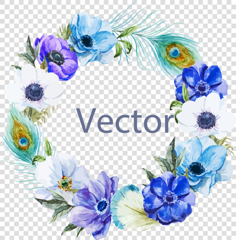 Painting Chic Illustration Blue Border Bohochic   Blue Floral Circle Border  HD Png DownloadTransparent PNG
