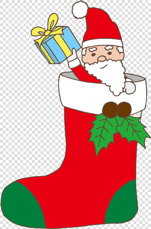 Santa Claus Stealing A Present   Christmas Stocking  HD Png DownloadTransparent PNG