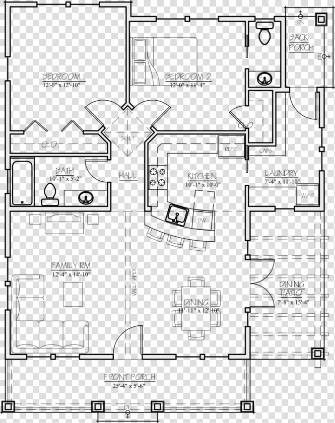 2 Bedroom 1 5 Bath House Plans  HD Png DownloadTransparent PNG