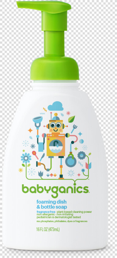 Babyganics Foaming Dish  amp  Bottle Soap  Fragrance Free   HD Png DownloadTransparent PNG