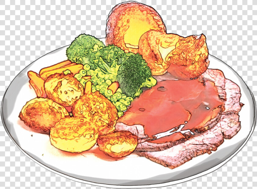 Enjoy A Lovely Roast Dinner Together With Different   Food Plate Drawing Png  Transparent PngTransparent PNG