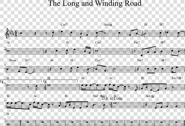 The Long And Winding Road Sheet Music 1 Of 1 Pages   Merry Christmas Mr Lawrence 피아노 악보  HD Png DownloadTransparent PNG