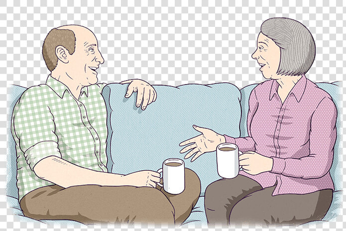 Two Old People Are Sitting On A Couch  Talking   Old People Talking Cartoon Png  Transparent PngTransparent PNG