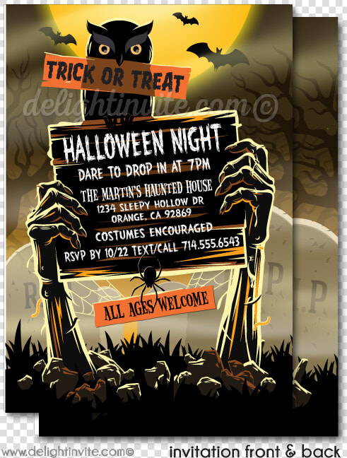 Clip Art Zombie Graveyard Adult Halloween   Adult Party Flyers Halloween  HD Png DownloadTransparent PNG