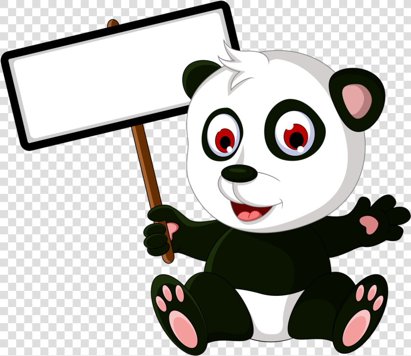 Cute Panda With Sign Board Clipart   Png Download   Cute Cartoon With Board  Transparent PngTransparent PNG