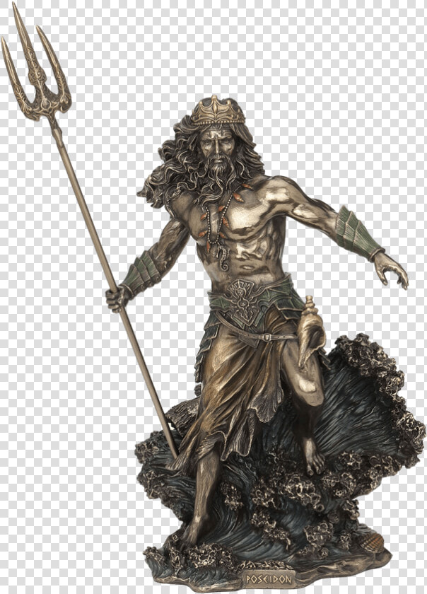 Bronze Poseidon With Trident Statue   Poseidon Statues  HD Png DownloadTransparent PNG