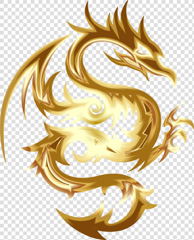 Gold Tribal Dragon 56 No Background Clip Arts   Gold Dragon Logo Png  Transparent PngTransparent PNG