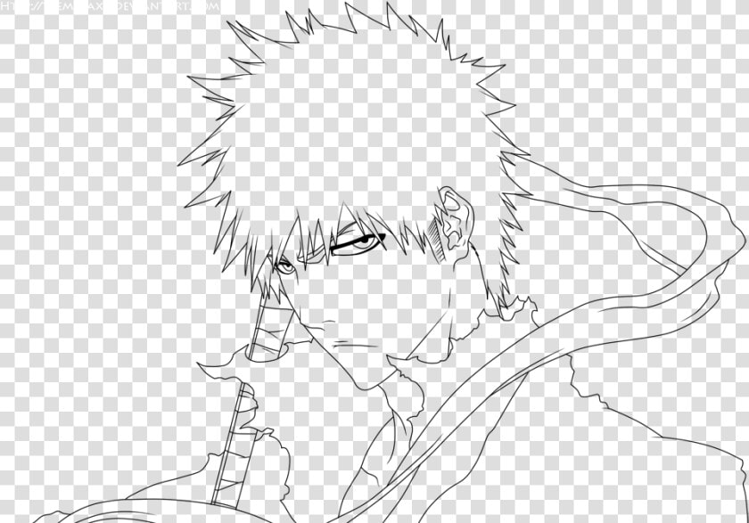 Eien No Shinigami   Kurosaki Ichigo Line Art  HD Png DownloadTransparent PNG