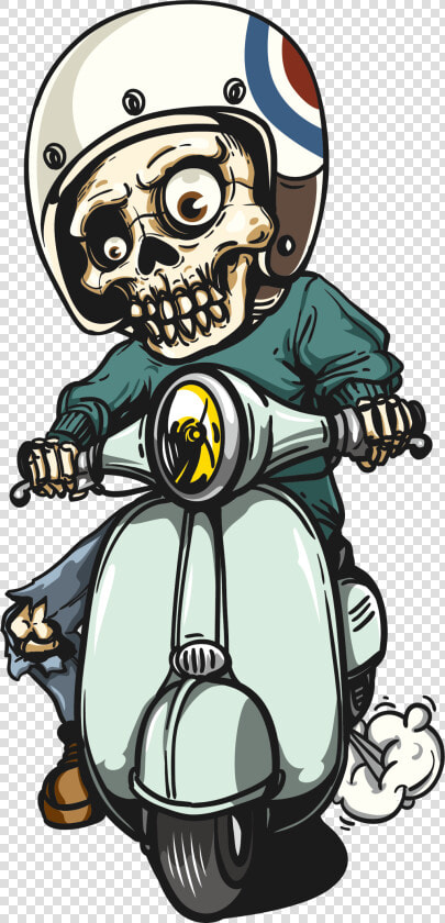 Transparent Cartoon Skeleton Png   Vespa Skull  Png DownloadTransparent PNG