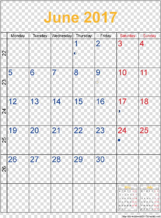 June 2017 Word Calendar Png  Transparent PngTransparent PNG