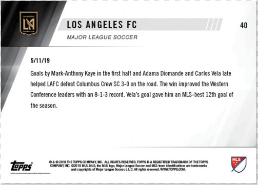 Mls Topps Now® Card   Topps  HD Png DownloadTransparent PNG