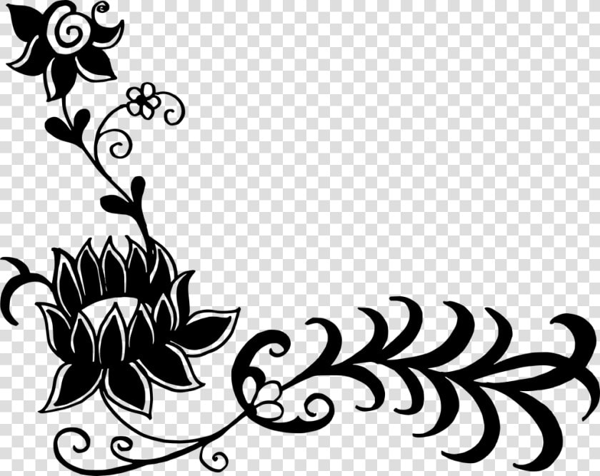 Floral Vector Corner Png Download   Flower Corner Clipart Black And White  Transparent PngTransparent PNG