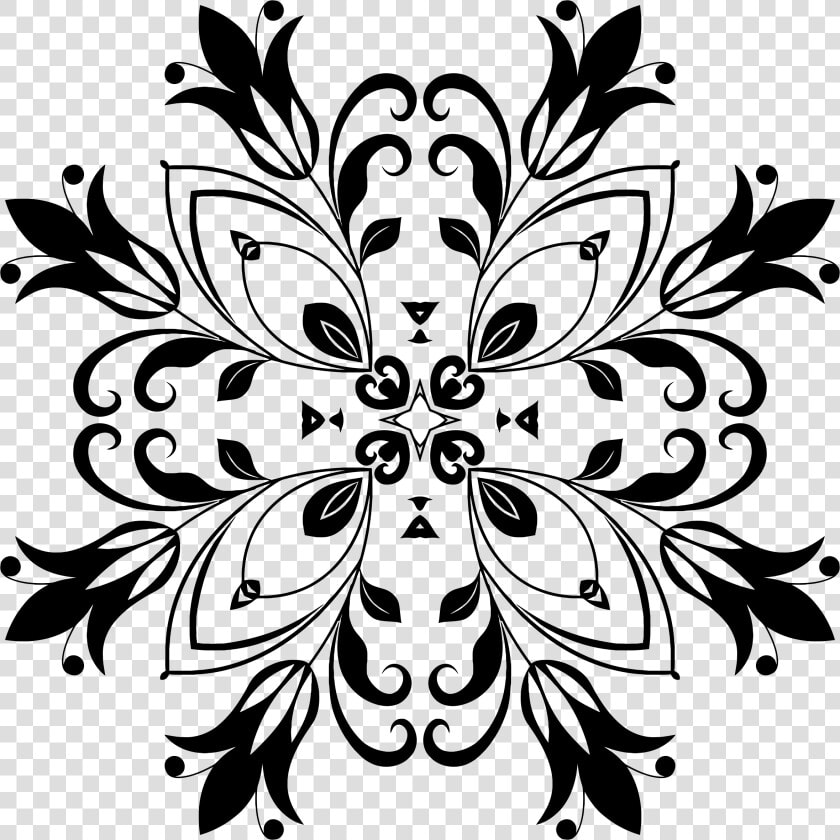 Flourishing Floral Design Big   Bunga Hitam Putih Png  Transparent PngTransparent PNG