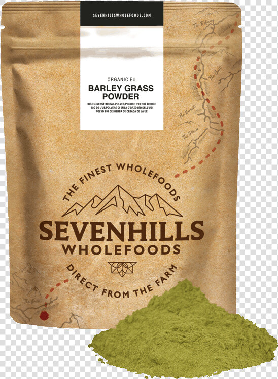 Sevenhills Wholefoods Organic Eu Barley Grass Powder   Organic Gelatinised Maca Powder  HD Png DownloadTransparent PNG