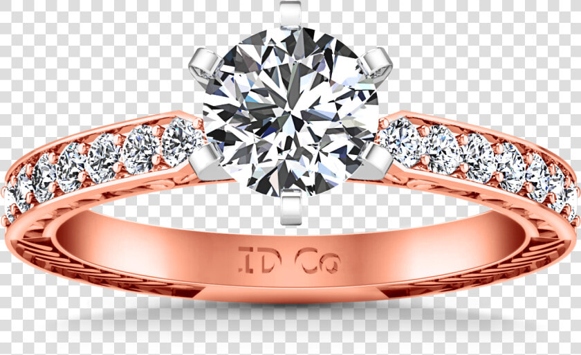 Pave Engagement Ring Arabesque 14k Rose Gold   Engagement Ring  HD Png DownloadTransparent PNG