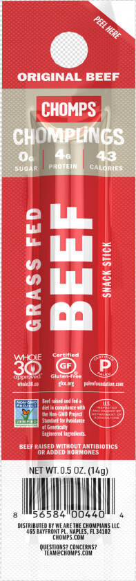 Original Grass Fed Beef Snack Stick   Chomps Chomplings  HD Png DownloadTransparent PNG