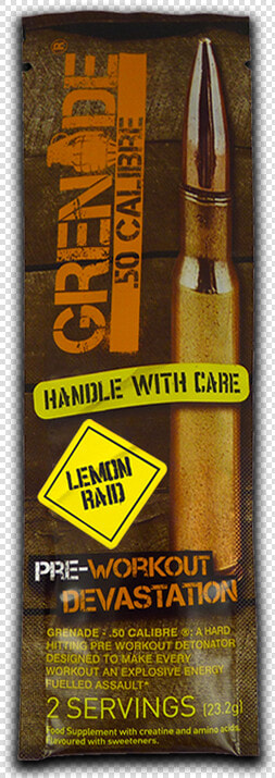 Grenade 50 Calbre 2 Serving   Grenade 50 Cal Pre Workout Sachets  HD Png DownloadTransparent PNG