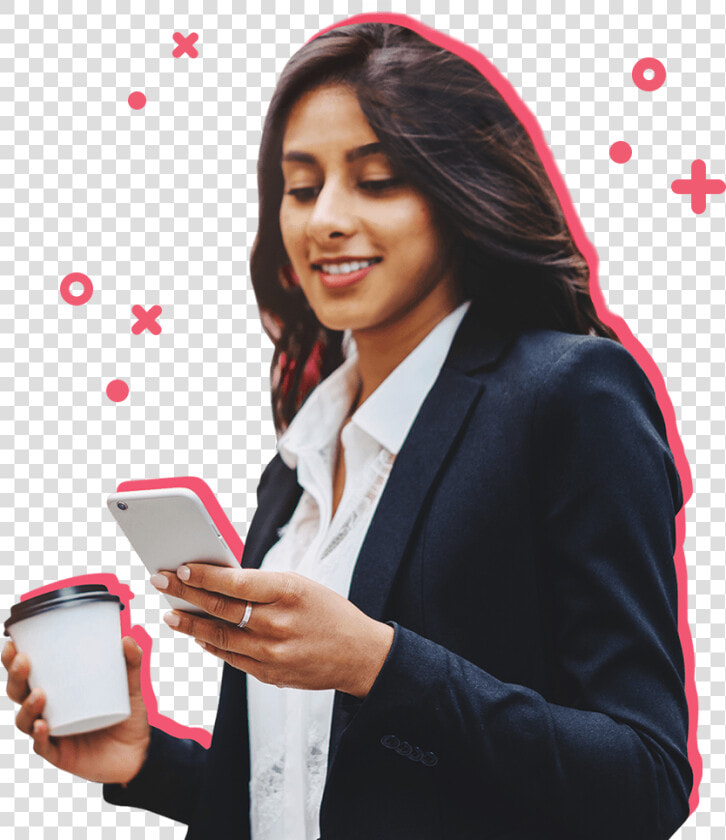 Pink With Girl On Phone   Rea Estate Women  HD Png DownloadTransparent PNG