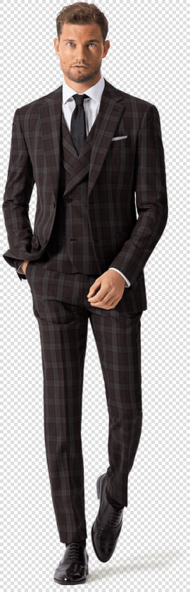 Burgundy Checkered Wool 3 Piece Suit With Pocket Square   Costume 3 Pièces  HD Png DownloadTransparent PNG