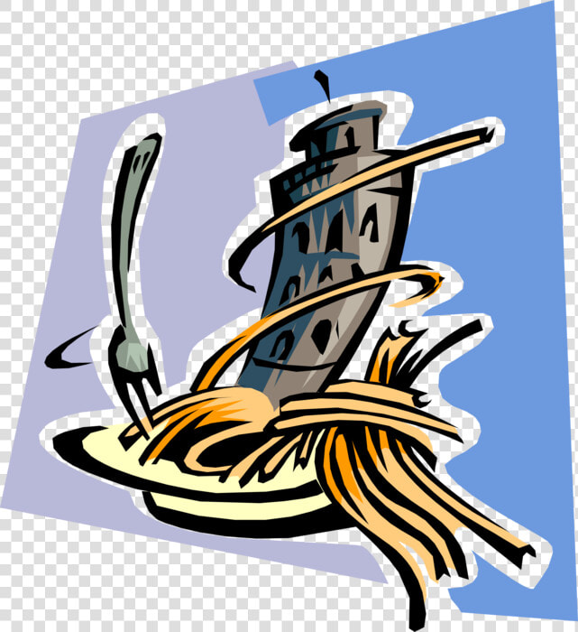 Vector Illustration Of Italian Pasta Spaghetti Dinner   Leaning Tower Of Pisa Clipart  HD Png DownloadTransparent PNG