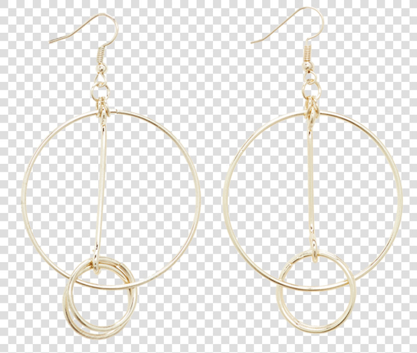 Double Circle Drop Hoops In Colour Gold Earth   Earrings  HD Png DownloadTransparent PNG
