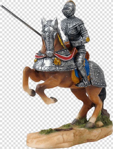 Armored Knight With Jousting Lance On Rearing Horse   Knight On Horseback Figurine  HD Png DownloadTransparent PNG