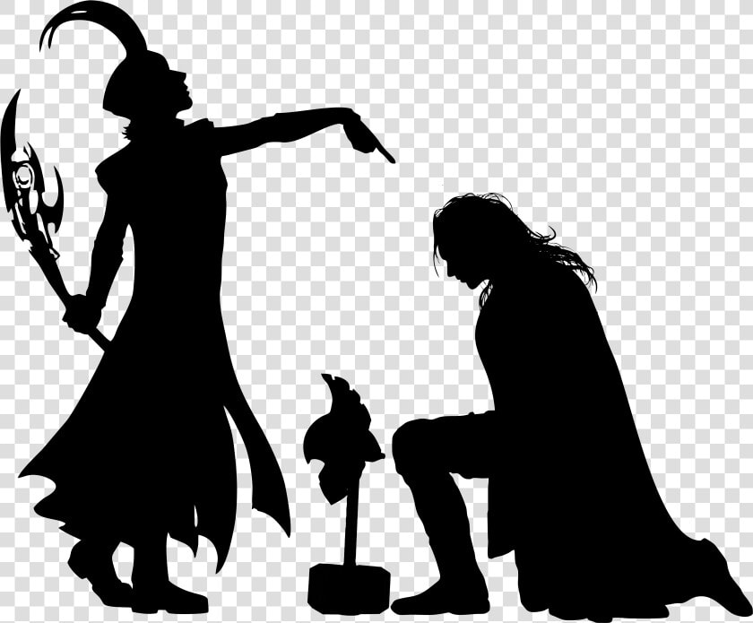 Thor And Loki Stencil Kneel  Brother   Loki And Thor Silhouette  HD Png DownloadTransparent PNG