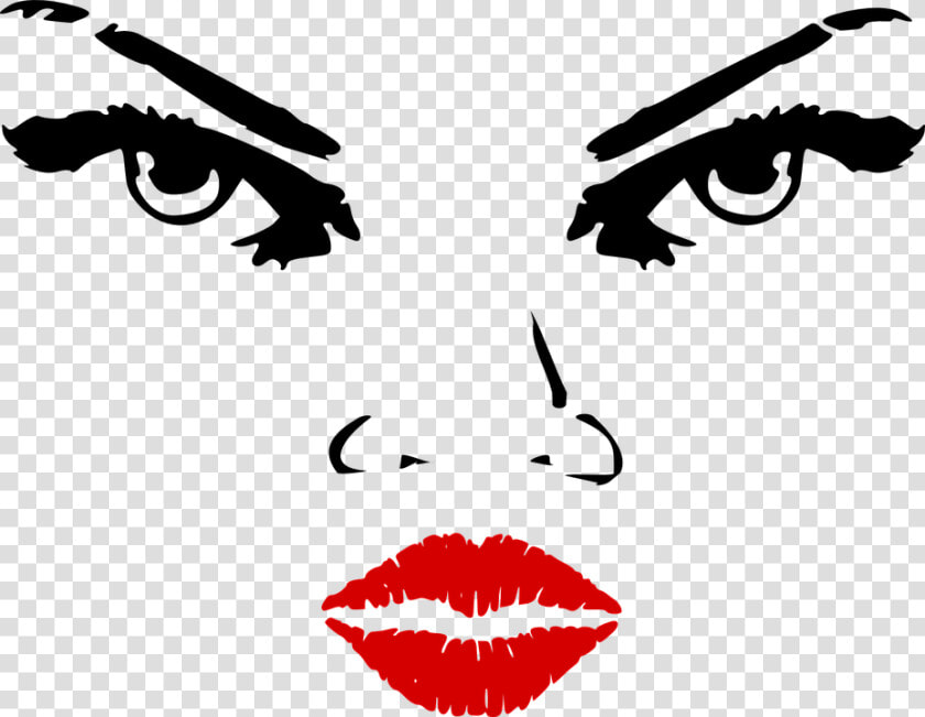 Features  Facial  Woman  Lips  Eyes  Nose  Red   Lips Clip Art  HD Png DownloadTransparent PNG