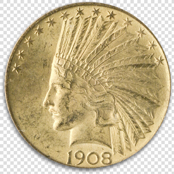 1908  10 Indian With Motto Pcgs Ms63 Cac   Coin  HD Png DownloadTransparent PNG