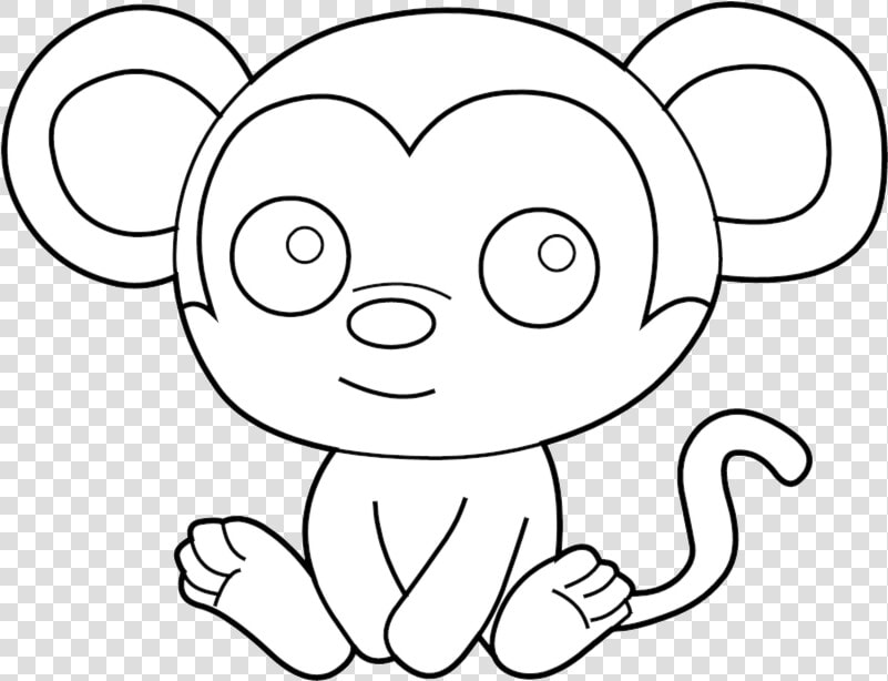 Animal Cute Baby Clipart Black And White Draw Howler   Easy Coloring Picture For Kids  HD Png DownloadTransparent PNG