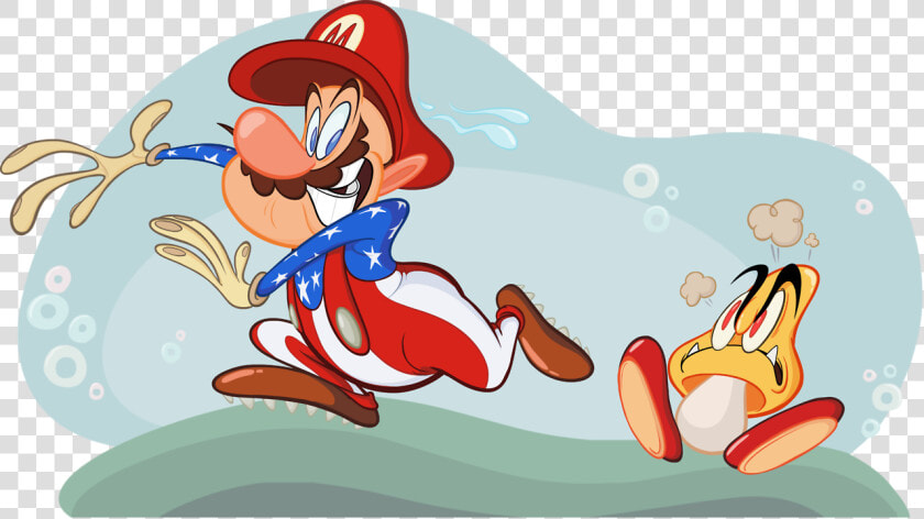 “american Mario Runs From A Yellow Goomba”   Cartoon  HD Png DownloadTransparent PNG