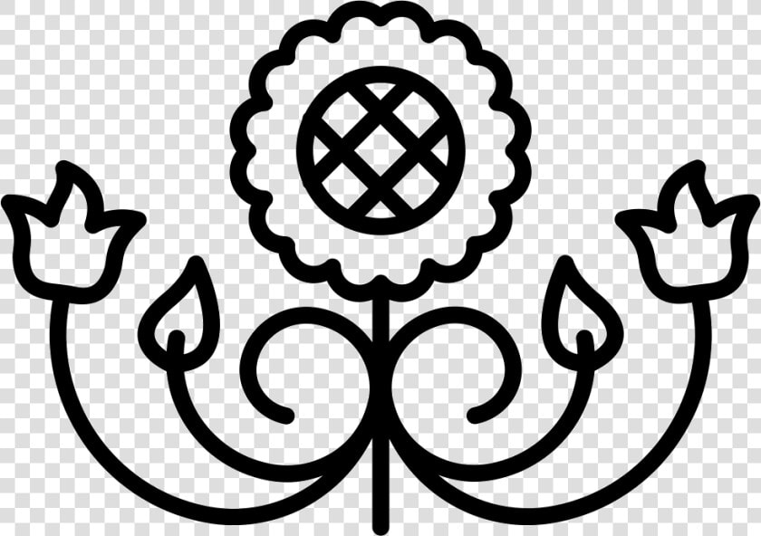 Flower Design With Curls And Leaves   Mirror Effect Design  HD Png DownloadTransparent PNG