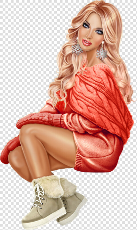 Tubes Femmes Hiver Inter Sexy Girl Girly Personnage   Christmas Girl Digital Art  HD Png DownloadTransparent PNG