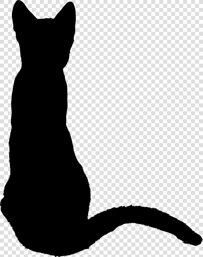 Cat Kitten Silhouette Drawing   Black Cat Sitting Back  HD Png DownloadTransparent PNG