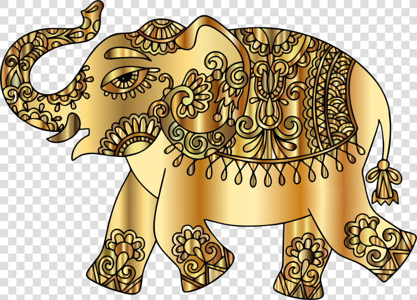 Banner Black And White Download Gold Playful Big Image   Indian Elephant Clipart Png  Transparent PngTransparent PNG