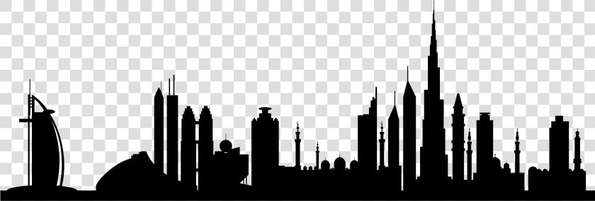 Burj Khalifa Skyline Silhouette Royalty free   Dubai City Skyline Png  Transparent PngTransparent PNG