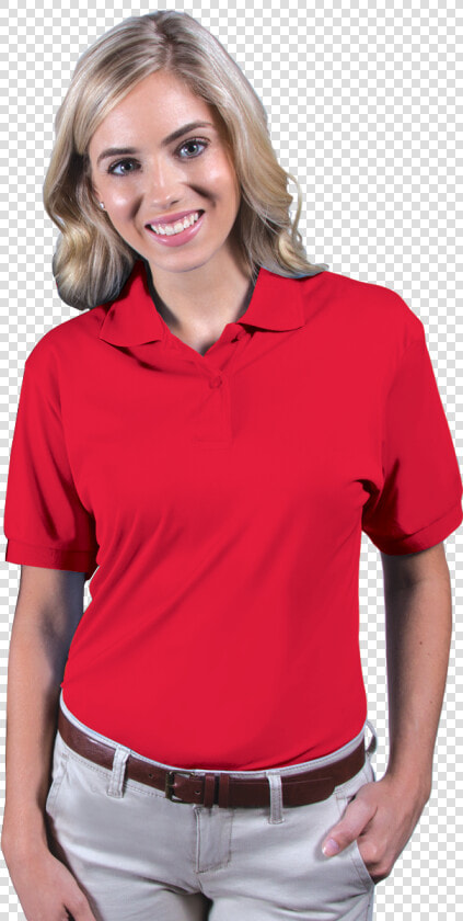 Ladies Wicking Solid Snag Resist Polo   Polo Shirt  HD Png DownloadTransparent PNG