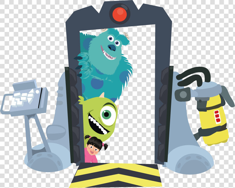 Illustration Of Sulley  Mike And Boo On The Boo S Door   Open Door Monster Inc  HD Png DownloadTransparent PNG