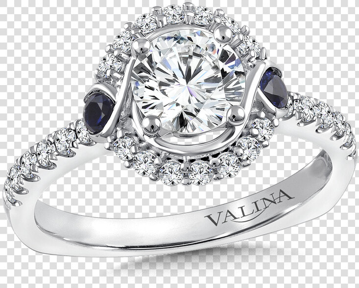Valina Diamond And Blue Sapphire Halo Engagement Ring  HD Png DownloadTransparent PNG