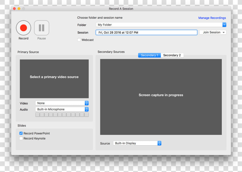 Macos Recorder Without Screen Preview   Panopto Mac Recorder  HD Png DownloadTransparent PNG