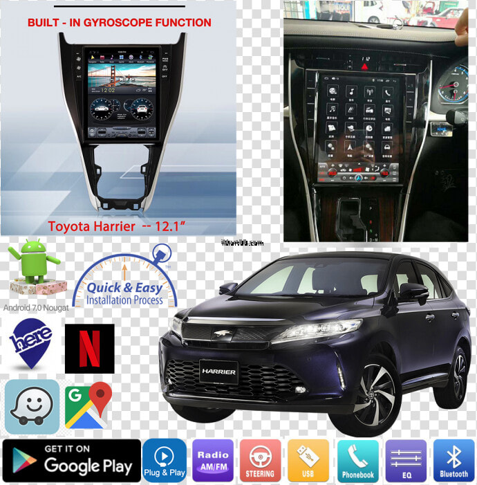 Android Vertical Tesla Car Radio Gps Navigation For   Toyota Harrier 2015 Player  HD Png DownloadTransparent PNG