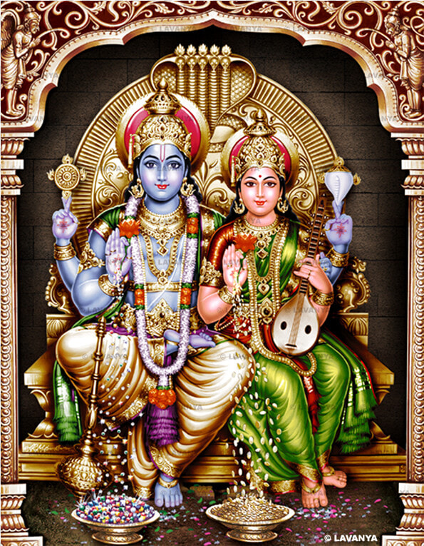 Lord Vishnu With Lakshmi  HD Png DownloadTransparent PNG