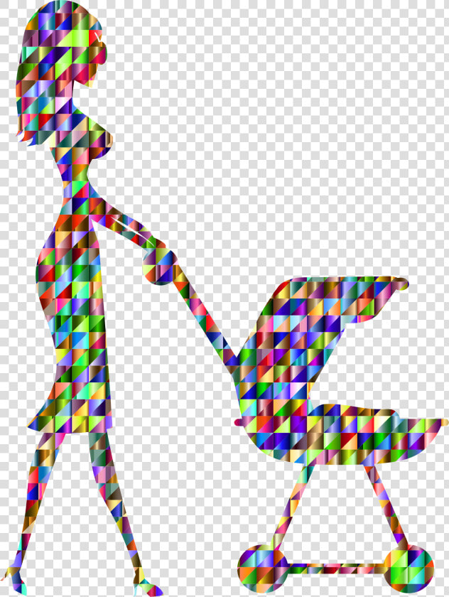 Chromatic Triangular Woman With Baby Carriage Clip  HD Png DownloadTransparent PNG