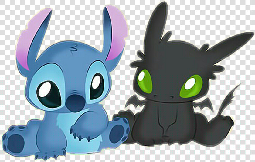 Transparent Dragones Png   Baby Stitch And Baby Toothless  Png DownloadTransparent PNG