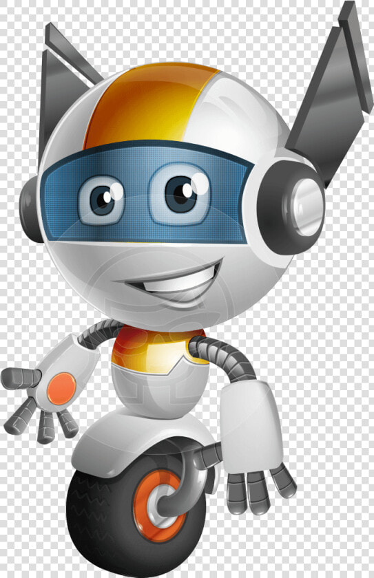 Robot Vector Cartoon Character Design   Robot With One Wheel  HD Png DownloadTransparent PNG