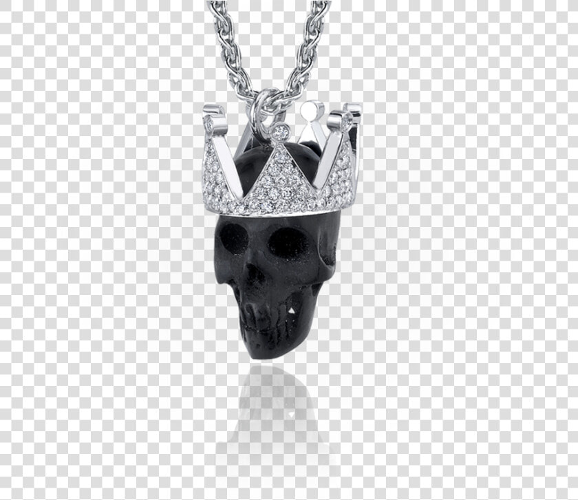 Black Ivory Skull  amp  Diamond Crown Pendant   Pendant  HD Png DownloadTransparent PNG