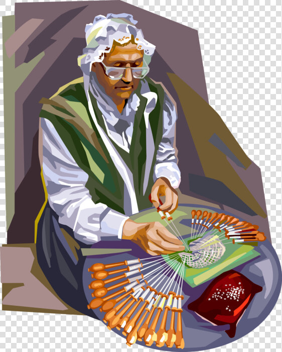 Vector Illustration Of Lace Maker At Work In Bruges    Illustration  HD Png DownloadTransparent PNG