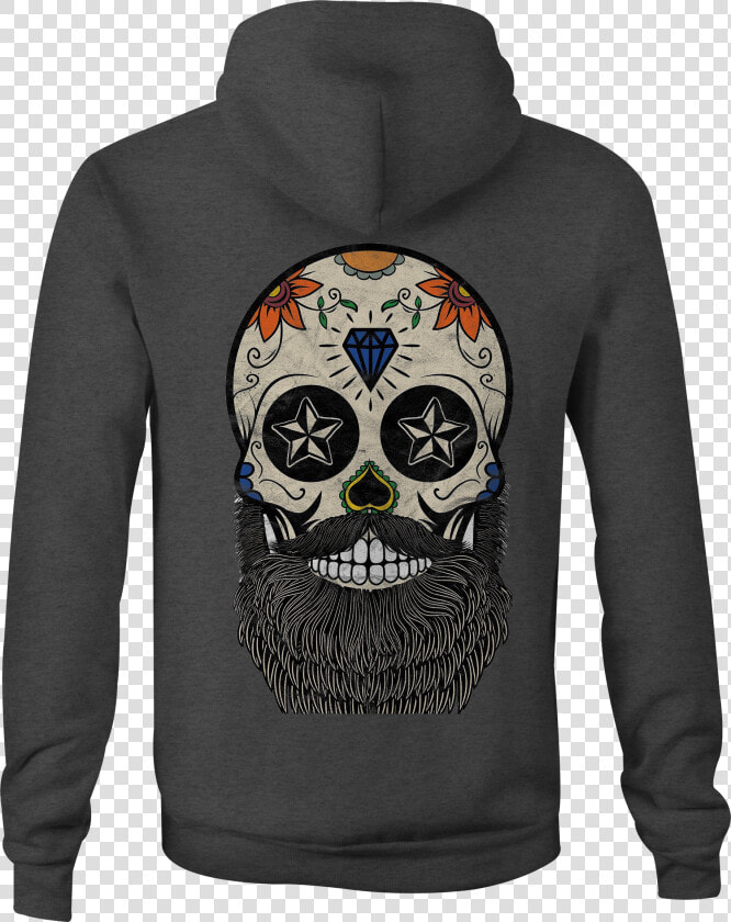 Skull Zip Up Hoodie Bearded Skull Tattoo Hooded Sweatshirt  HD Png DownloadTransparent PNG