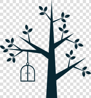 The Tree  Ornament  Bird Cage  Window  Wall  Wall Art   Arbol Con Pajaritos Blanco En Negro  HD Png Download