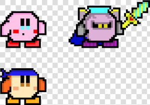 Pixel Kirby  Meta Knight  And Bandanna Dee   Kirby Meta Knight Pixel Arts  HD Png Download